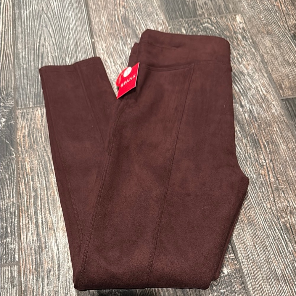 Spanx Burgundy Suede Leggings